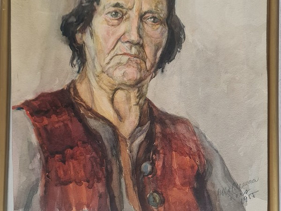 Портрет. Акварель. Эстонский художник. 1955 г. Размеры на фото