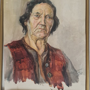 Портрет. Акварель. Эстонский художник. 1955 г. Размеры на фото