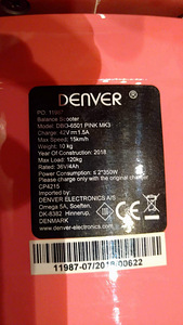 Гироскутер Denver, max 120 kg, розовый (3 фото из 4)