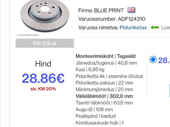 Volvo V70 Uued tagumised kettad