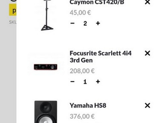 Yamaha Hs8 + Scarlet 4i4 + штативы