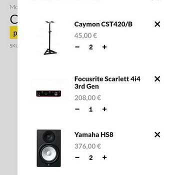 Yamaha Hs8 + Scarlet 4i4 + statiivid