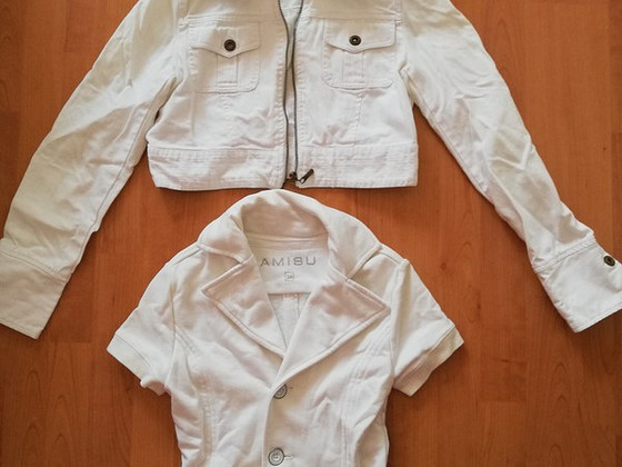 Белая джинсовая куртка XS/S 34/36