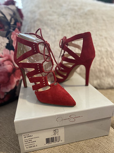 Jessica Simpson Red Suede Lace-up heels, size 37 (1 фото из 7)