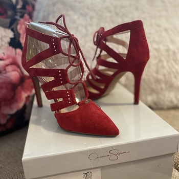 Jessica Simpson Red Suede Lace-up heels, size 37