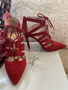 Jessica Simpson Red Suede Lace-up heels, size 37 (2 фото из 7)