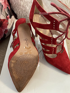 Jessica Simpson Red Suede Lace-up heels, size 37 (3 фото из 7)