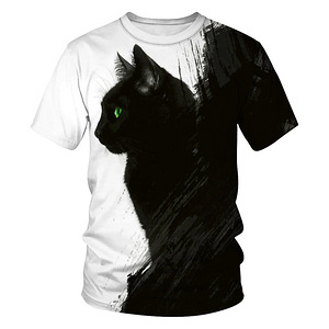 Must kass meeste t-särk 3D printiga, s.XL, uus (1 foto / 5)