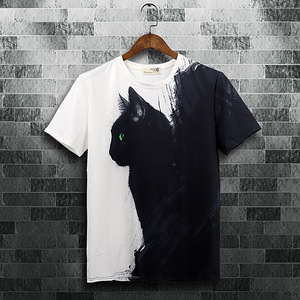 Must kass meeste t-särk 3D printiga, s.XL, uus (2 foto / 5)