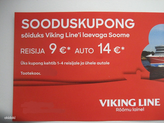 Viking Line soodus kaart reisile Soome koos autoga