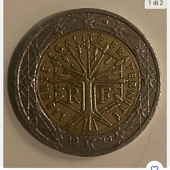 Франция редкая монета 2€ 1999г.