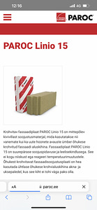 Kivivill Fassaadiplaat PAROC LINIO 15 (1 foto / 2)