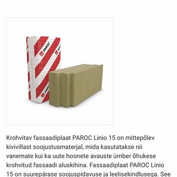 Каменная вата Фасадная панель PAROC LINIO 15