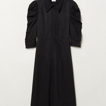 Черное женское платье миди с пышными рукавами h&M Studio, ра