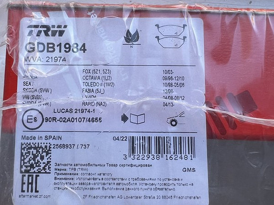 Piduri klotsid TRW GDB1984 (Skoda, Vw, Seat)