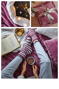 Dormeo Warm Hug новый розовый комплект -плед и 2 подушки (4 фото из 5)