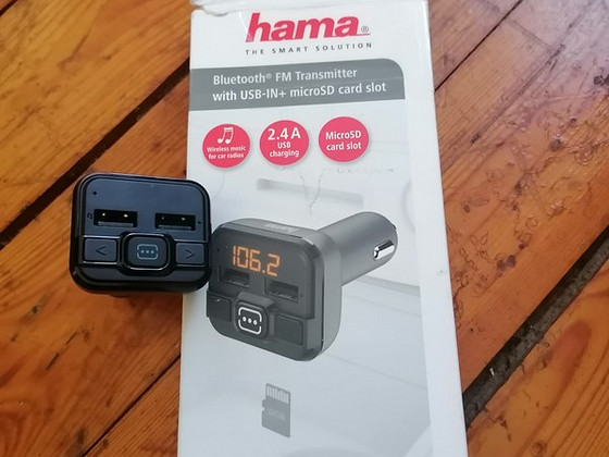 FM Transmitter with USB and Micro SD slot.