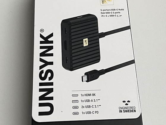 Unisynk 5 Port USB-C Hub 8K PRO Black/Grey