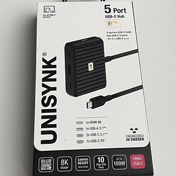 Unisynk 5 Port USB-C Hub 8K PRO Black/Grey