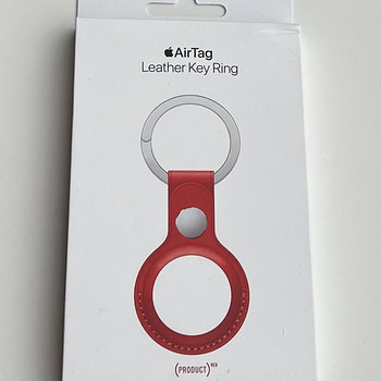 Apple AirTag Leather Key Ring , Red