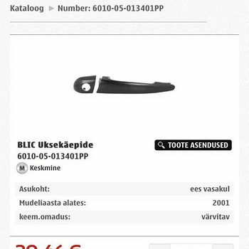 BMW vasak eesmine uksekäepide