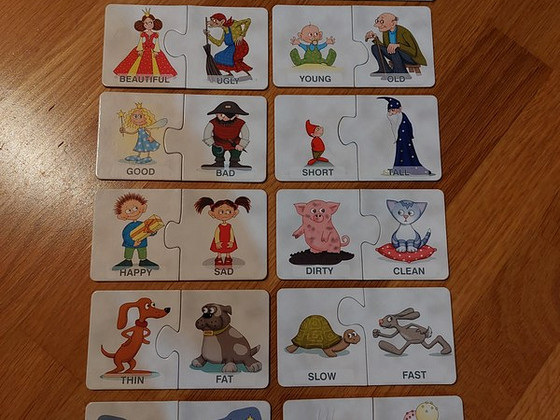 Arendavad puzzle kaardid inglise keele õpimiseks