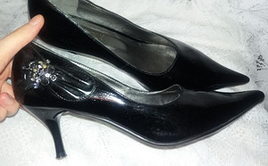 Uued Itaalia Naiste mustad tikk-kontsaga kingad, patent 38 (3 foto / 4)