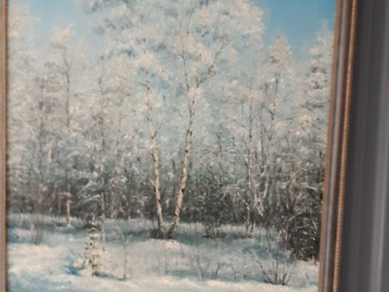 Пейзаж зимняя сказка, холст, масло