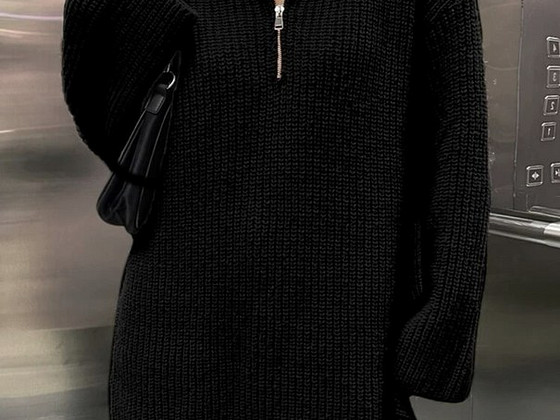 Sweater Drop Shoulder Zipper - свитер с молнией