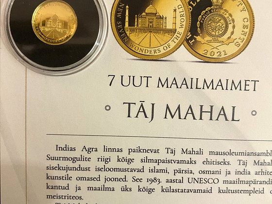 "TÄJ MAHAL" kollektsioonist kuldmünt 999/1000, 0.5g