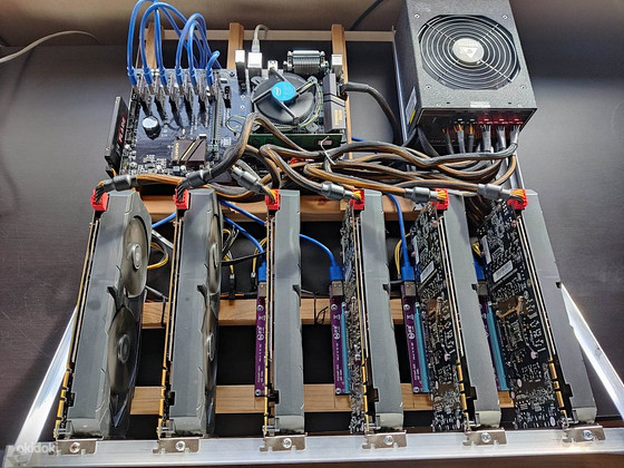 Майнер криптовалюты 6*GTX 1070 145 MH/s
