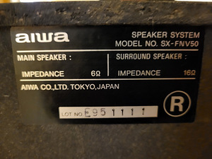 Динамики AIWA 50 Вт SX-FNV50 6 OHM (2) F L & R SURROUND (2 фото из 2)