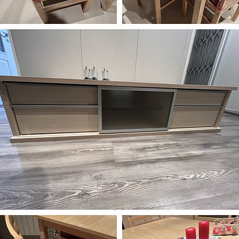 TV alus, laud ja toolid