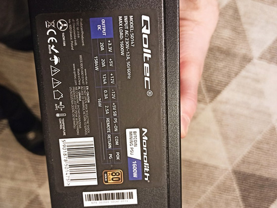 Qoltec ATX Power Supply 1600W | 80 Plus Gold