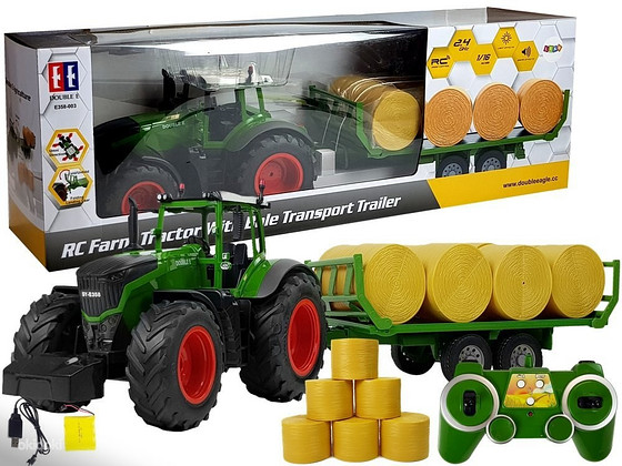 RC Farm Tractor With Bale Transport Trailer