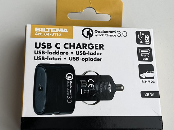 Biltema USB charger 12/24 V, 1 x USB C, 29 W