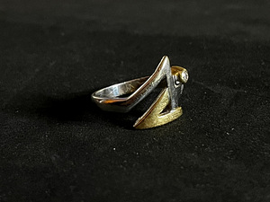 Kuld sõrmus teemantidega 585 proov (№K221) (1 foto / 4)