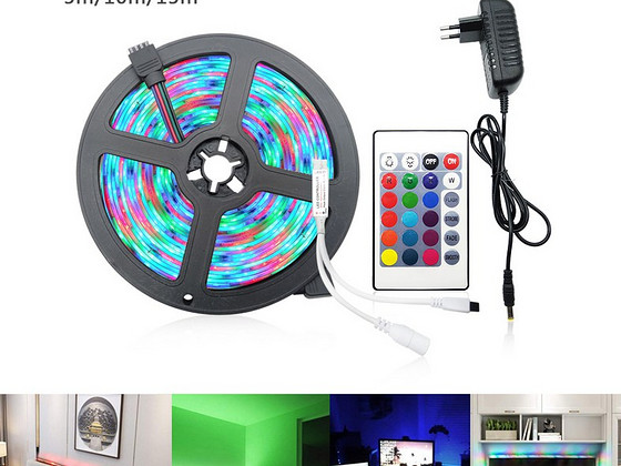 RGB LED riba 15 meetrit (10 m + 5 m) täiskomplekt!