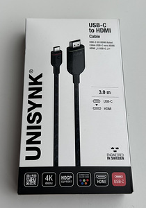 Unisynk USB-C to HDMI Cable 4K , 3m (1 фото из 3)