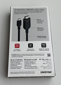 Unisynk USB-C to HDMI Cable 4K , 3m (2 фото из 3)