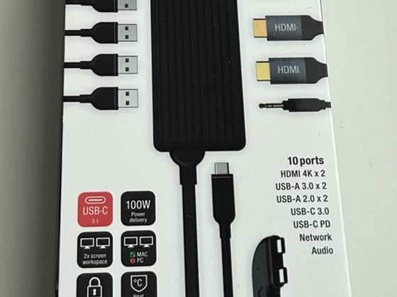 Unisynk 10 Port Dual Display USB-C Hub for Mac Black/Grey