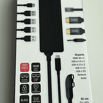 Unisynk 10 Port Dual Display USB-C Hub for Mac Black/Grey