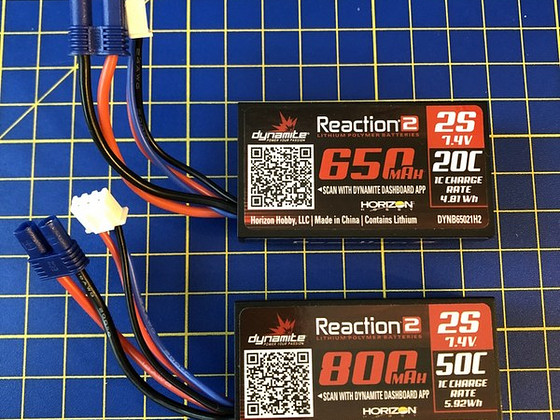 Dynamite 2S LIPO batteries / 650mAh + 800mAh