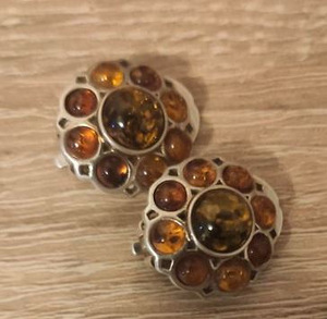 Baltic amber silver clips (2 foto / 2)