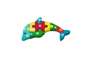 Деревянный детский 3D пазл Дельфин, 10 шт новый (2 фото из 3)