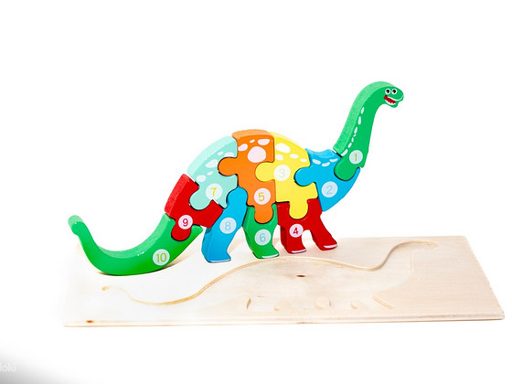 Puidust laste 3D pusle dinosaurus, 10tk uus