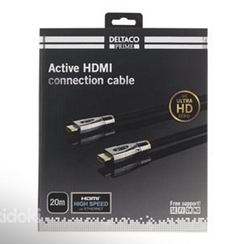20-метровый HDMI-кабель deltaco с позолоченной оплеткой