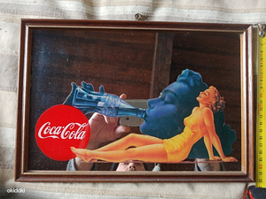 Винтаж, Coca-Cola, шелкография по зеркалу 1951 год (1 фото из 8)