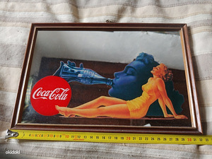 Винтаж, Coca-Cola, шелкография по зеркалу 1951 год (2 фото из 8)