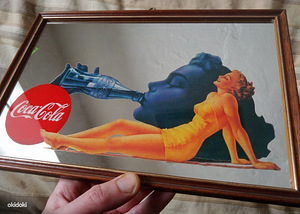 Винтаж, Coca-Cola, шелкография по зеркалу 1951 год (3 фото из 8)